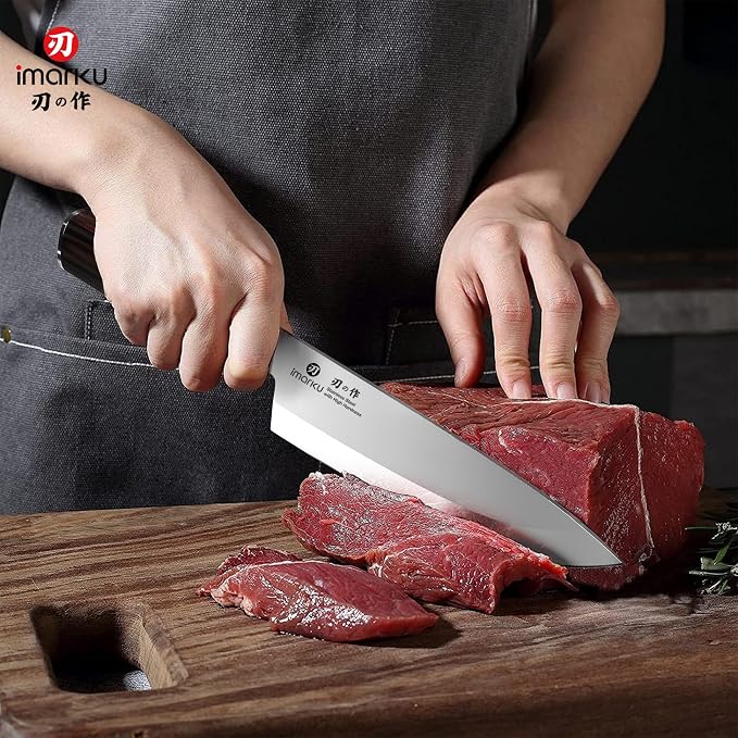 imarku Chef Knife 8-Inch Pro Japanese Kitchen Knife High-Carbon Stainless Steel Paring Knife Ergonomic Handle Rasor Sharp Single-Bevel Edge Gift for Men