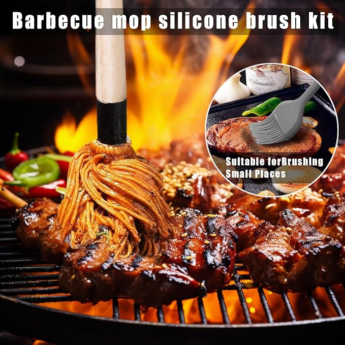 BBQ Mop-Cast Iron Sauce Pan 11-In-1 Tool Set Brushes For Sauce Is Suitable For Bacon Machines, Grills And Stoves, Camping Cooking And Stove Butter Melting