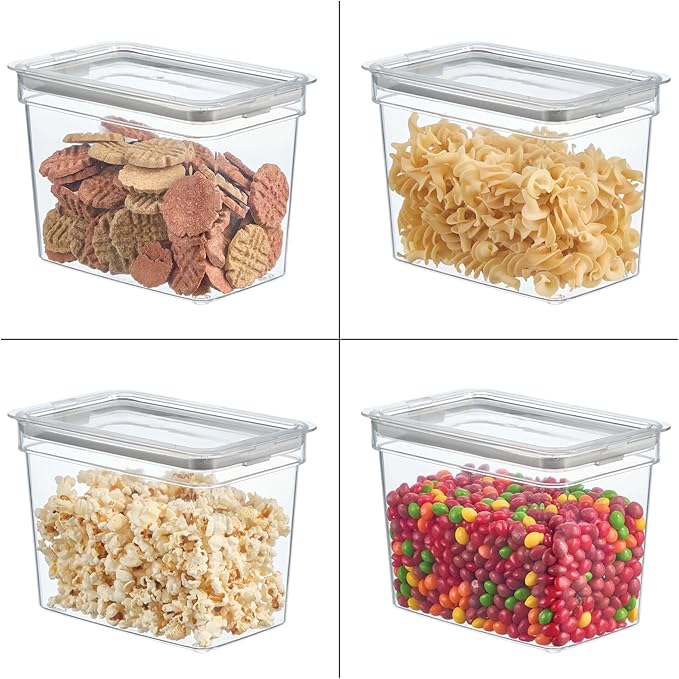iDesign Medium Tall Dry Goods Storage Bin, The Fresh Collection – 5” L x 8.1” W x 6” H, Clear Bin