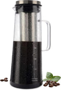Cold Brew Coffee Maker Pitcher - 1.4L/48oz Glass Carafe with Lid and Spout and Removable Stainless Steel Filter - Cold Brew Maker and Iced Tea Pitcher for Fridge by Classic Cuisine