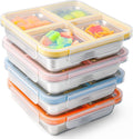 4 Pack Stainless Steel Snack Containers with Lids, 4-Compartment Leakproof Bento Snack Boxes, Reusable Dishwasher Safe Food Storage Containers for Adults, Office, Travel & Meal Prep (4pack-a)