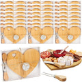 Patelai 24 Set Bridal Baby Shower Favor Heart Cheese Board with Knife, Wood Mini Charcuterie Board Thank You Gift Box for Guest Bridal Baby Shower Prize Wedding Valentines Birthday (Bamboo Color)