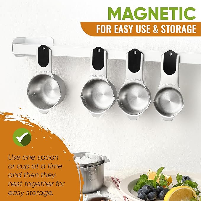 Spring Chef Premium Swivel Vegetable Peeler & Magnetic Measuring Cups & Spoons, Set of 15 with Leveler - 2 Product Bundle - Black