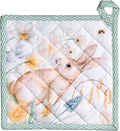Maison d' Hermine Pot Holders 100% Cotton Heat Resistant Potholders 8" x 8" Hot Pads with Loop BBQ Cooking Baking Gifts for Mothers Day Handling Hot Pans Spring/Summer (Pack of 1, Easter Dew)
