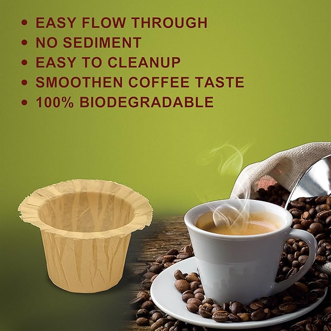 Irmidi 200 Count Natural Disposable Coffee Paper Filters,Coffee Filter Compatible with Keurig Single Serve Coffee Maker