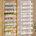 POKIPO 8-Tier Over the Door Pantry Organizer, 2 IN 1 Wall Mount or Hanging Spice Rack with Adjustable Raised Basket, Heavy Duty Back of Door Storage for Kitchen Bathroom Laundry Room