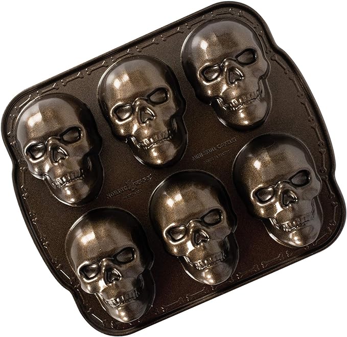 Nordic Ware Halloween Bakeware, Haunted Skull Cakelet Pan, Bronze