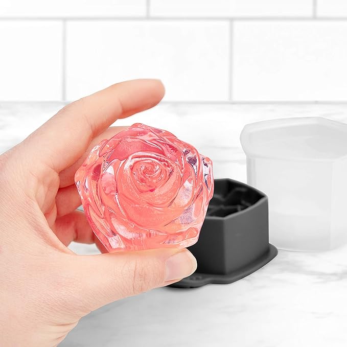 Tovolo Leak-Free, Rose Ice Cube Stackable with Tight Silicone Seal Novelty Drink Mold-Set of 2, One Size, Clear (Pack of 4)