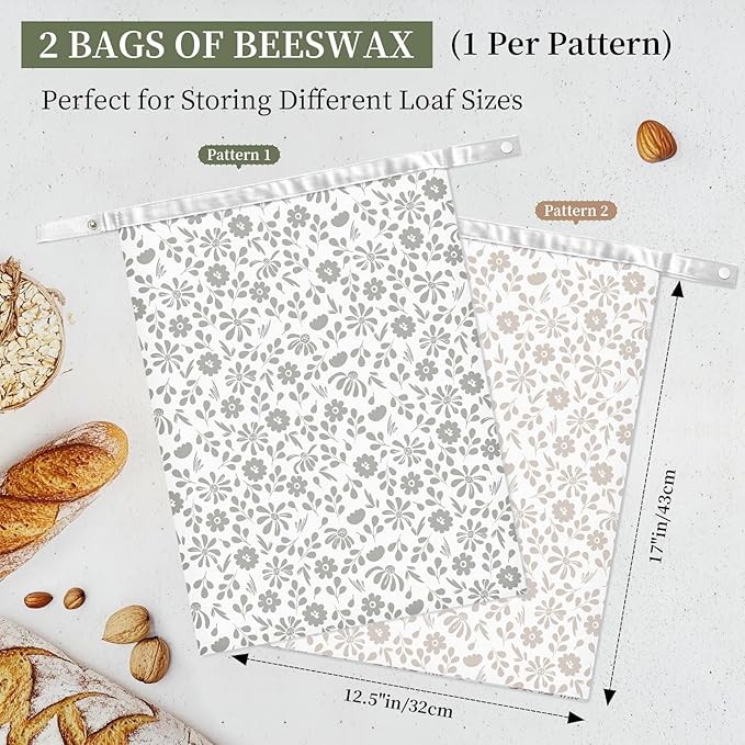 Bread Bags,Reusable Beeswax Bread Bags for Sourdough