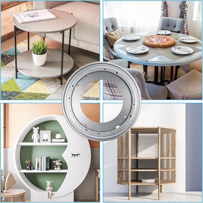 RHBLME 6 Pack 12 Inch Lazy Susan Hardware, 5/16" Thick Turntable Bearings, 1000Lbs Rotating Bearing Plate Heavy Duty Lazy Susan for Rotating Table, Corner Shelves, Book Case, Serving Tray