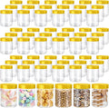 Sliner 60 Pcs 8 oz Plastic Jars with Lids Clear Round Leakproof Storage Containers Empty Refillable Plastic Mason Jars for Travel Storage Face Creams Kitchen Household Food Spice (Gold)