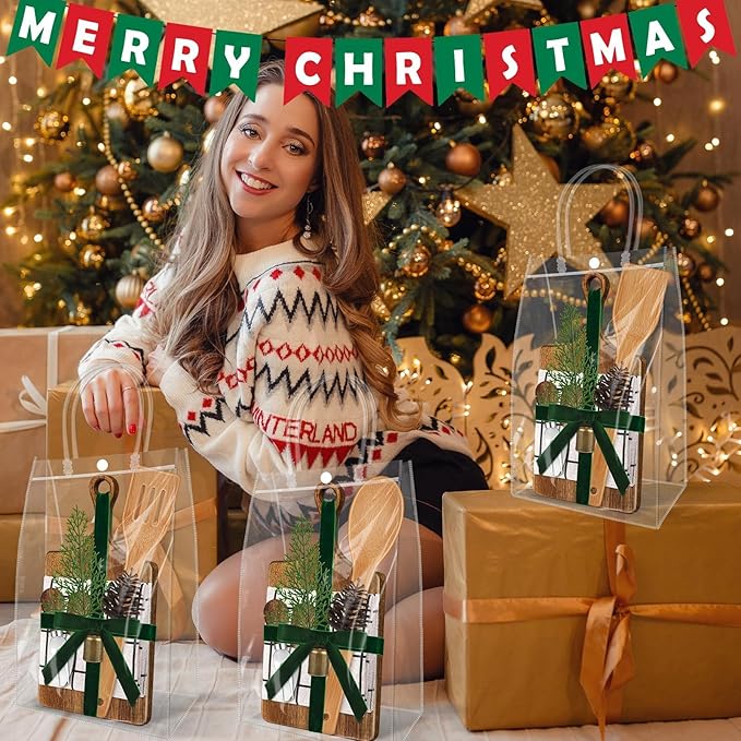 6 Set Christmas Gift Kitchen Utensils Set Acacia Spatula Mini Cheese Board Pine Cones for Christmas Kitchen Holiday Gift Party Decor