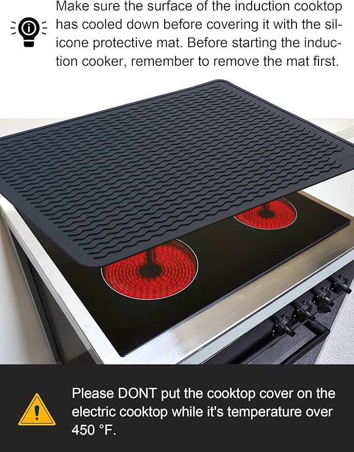 XiFEO Stove Top Covers for Electric Stove, Food Grade Heavy Duty Silicone Glass Stove Top Cover Protector, Induction Cooktop Protector, Heat Resistant Range Ceramic Stove Top Covers Mat, Oven Cover