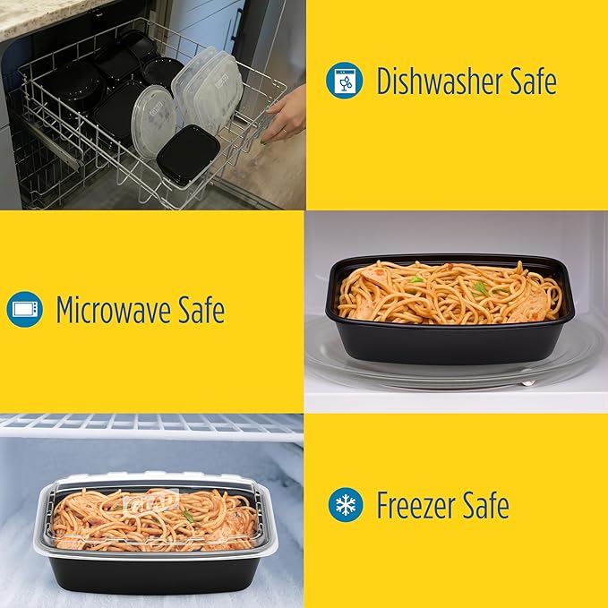 Glad Take-Aways 30-Pack Snap-Seal, Dishwasher and Freezer Safe, Reusable Food Storage Bento Box, Meal Prep Containers, Made in North America (38 oz, BPA Free)