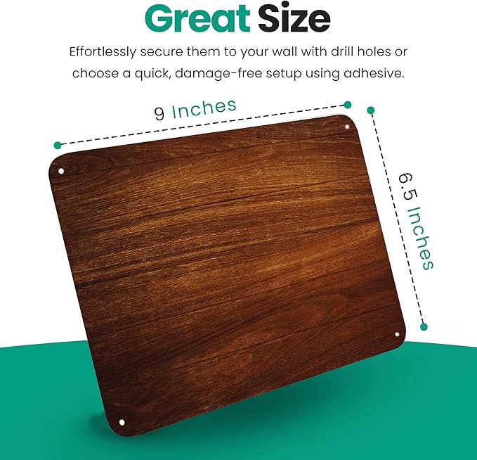 9 inches x 6.5 inches Stainless Steel Plate for Magnets, 3M Adhesive Back, Mounting Screws, Ideal for Magnetic Shelf, Spice Holders, Colorful Magnets as a Gift. Mount Anywhere! (Timber, 2 Pack)