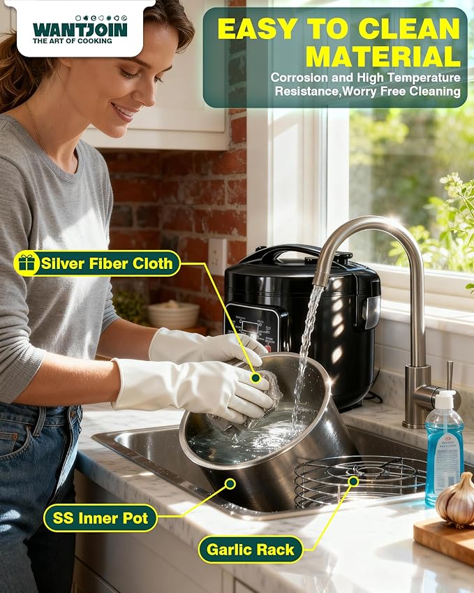 WantJoin Black Garlic Fermenter 6L - Full Automatic Intelligent Control Black Garlic Maker, 360° Even Fermented，Makes 3-4 LBS Garlic Fermenter Machine, Makes Multi Clove & Whole Clove Garlic