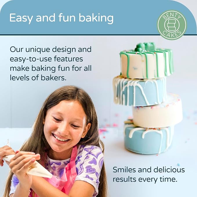 Benty Cakes - The Original Mini Cake Puck Mold Set – Better than a Cake Pop! Make Chocolate Covered Desserts – BPA Free Silicone – Includes 1 Mold Set, 1 Plastic Tray, and 1 Scraper