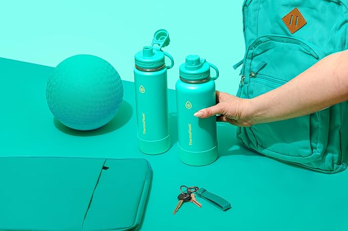 ThermoFlask Insulated Water Bottle with Spout Lid (24 oz, Screamin' Green) - Leakproof, Stainless Steel Water Bottle for Cold & Hot Drinks, Travel & Daily Hydration