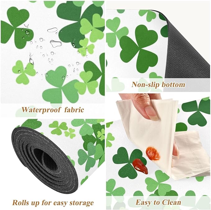 senya St. Patrick's Day Trivet Table Runner 40 Inches Long St. Patrick's Day Lucky Clover Shamrocks Heat Resistant Hot Pad Multi Purpose Mat for for Hot Pots Pans Kitchen Countertops, B01C23045