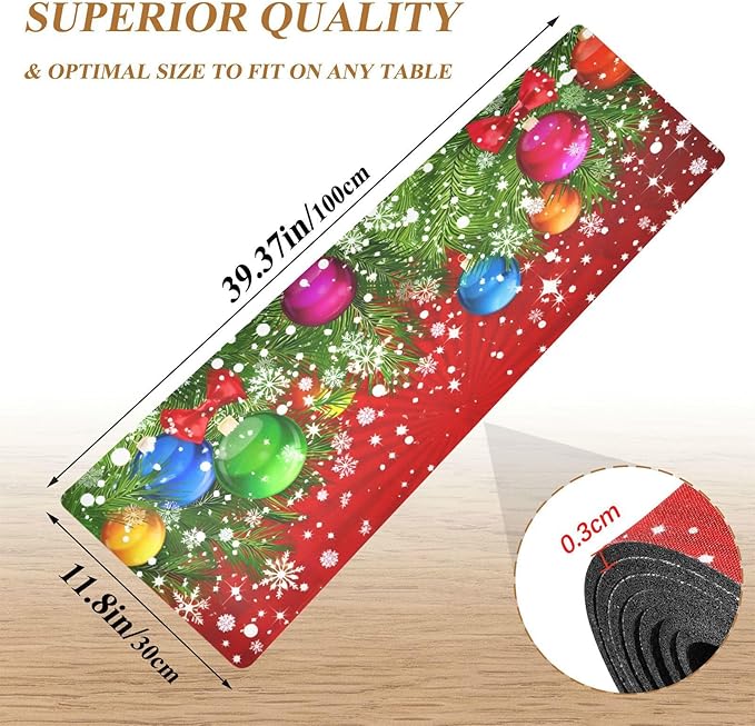 Christmas Tree Decoration and Snowflakes Trivet Table Runner 40 Inches Long Trivet for Hot Pots and Pans/Hot Dishes,Table Protector Heat Up to 230F, Decorative Hot Plates Mat for Kitchen Countertop