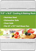Spring Chef 11.5" x 16.5" Stainless Steel Cookie Cooling Rack - Oven Safe - Baking Rack for Bacon, BBQ, Jerky, Bread, Pizza, Cake - Fits Half Sheet Roasting Pan - Dishwasher Safe