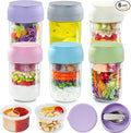 Miuyhji 6 Pack Overnight Oats Containers with Lids and Folding Spoons 16oz, Glass Mason Jars with Divided Compartments, Chia Pudding Jars for Oatmeal Meal Prep