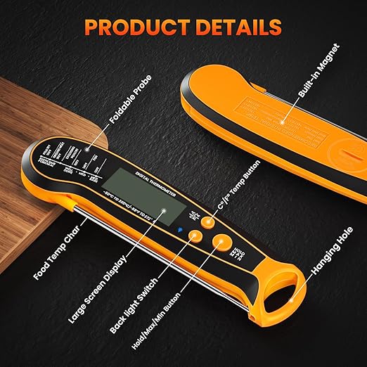 300FT Wireless Meat Thermometer with 2 Probes, Rechargeable Digital Digital Cooking Thermometer with Alarm Function Preprogrammed Temperatures for The Oven, Grill, Kitchen, BBQ IP67