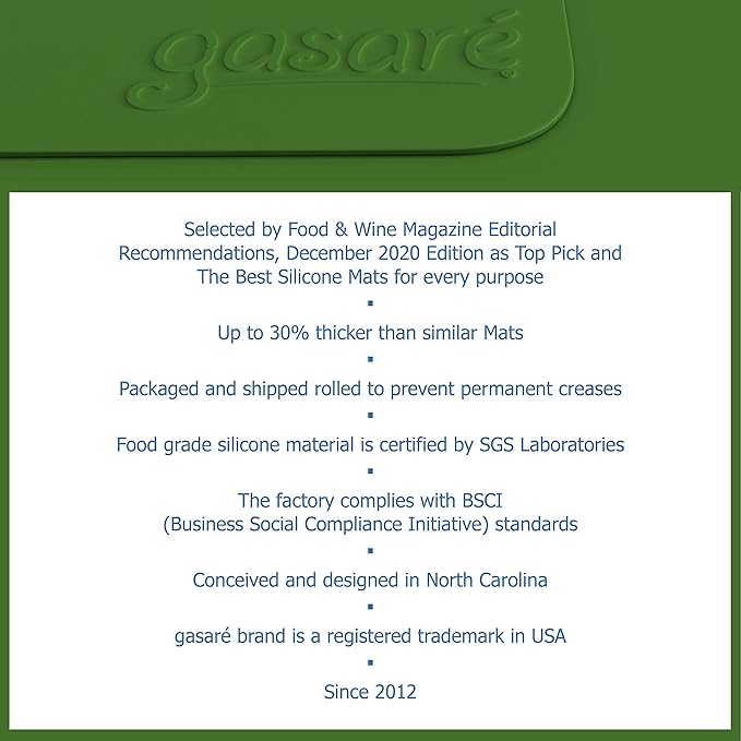 GASARÉ, Set of 2, Extra Large, Thick, Silicone Mats for Kitchen Counter, Heat Resistant Mats, Countertop Protector, Non-Slip, Easy to Clean, 25 x 17 Inches x 1.4mm, Green