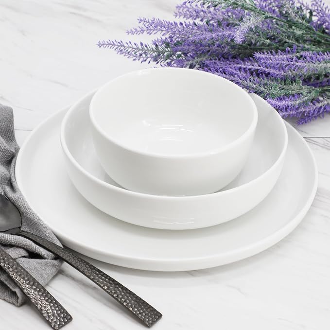 Elama Duncan 18 Piece Porcelain Dinnerware/Tableware Set, Service for 6 (White)