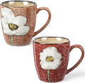 Maxdot 2 Pcs 12oz Ceramic Coffee Mugs Sets Glazing Process Cappuccino Mug Floral Ceramic Tea Cups Idea Gift Set for Women Porcelain Cup for Coffee, Cocoa, Tea, Latte (Retro) (Vintage)