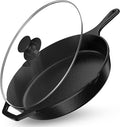 Utopia Kitchen Premium Saute Frying Pan 12 Inch, Cast Iron Chefs Pan, Pre Seasoned Cast iron Skillet With Lid, Safe Grill Cookware for Indoor & Outdoor Use, Black