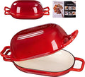 Oval Dutch Oven for Bread Baking, 12 x 8 Inch Cast Iron Bread Oven for homemade bread, Sourdough Dutch Oven Bread baking Pan for a Crispy Crust, 5QT, Cherry