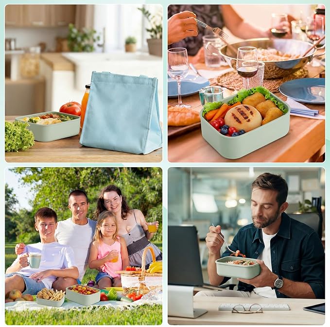 Blushtier 2 Sets of 6 Silicone Food Storage Containers, Reusable Lunch Bento Box with Lid, Hard Shell Storage Containers, Microwave Dishwasher Freezer Safe, 10 oz, 23.6 oz, 44 Ounce(Sage Green)