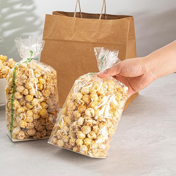Resturantware Plastic Gusset Bags 100 Count 5" x 3" x 12" Wicker Dispensing Bottom Gusset Clear Plastic Bags Heat Sealable For Sourdough Bread Cookies Pastries Rolls For Home Bakers And Bakeries