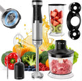 1200W Immersion Blender Handheld, 5-in-1 Variable Speed Emulsifier Hand Blender Stick with Whisk Chopper Milk Frother Mixing Cup and Storage Rack for Kitchen Soup, Purees, Baby Food and Smoothies