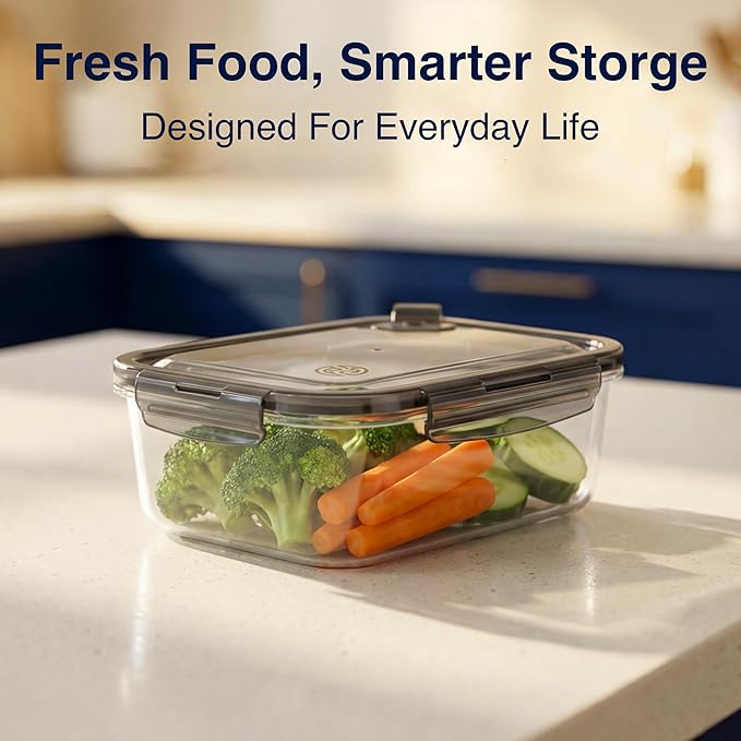 BPA-Free Plastic Airtight Food Storage Containers with Vented Lids, 4-Pack (5.9 Cups Each) for Meal Prep and Leftovers