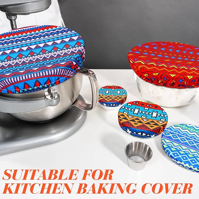Patelai 10 Pcs Bowl Covers Reusable in 5 Size Stretch Cloth Fabric Elastic Food Storage Bowl Covers Bread Sourdough Lids for Proofing Food Fruits Leftover(Multicolor,Fresh Style)