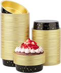 Beasea Disposable Baking Cups, 200 Pack 7.3oz 215ml Aluminum Ramekins Foil Baking Cups 4" Cupcake Aluminum Mini Baking Cups No Lids for Party - Gold/in Black