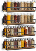 TJ.MOREE 4 Pack Spice Rack Wall Mounted Rustic Style Hanging Spice Organizer for Wall, Kitchen Spice Storage, Black