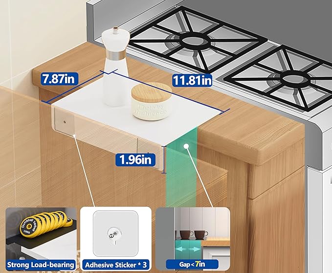 Metal Kitchen Refrigerator Gap Partition Countertop Gap Extension Board, Refrigerator Side Partition, Gap Covers Between Countertop And Walls, No Drill (White, 11.81 * 7.87inch)