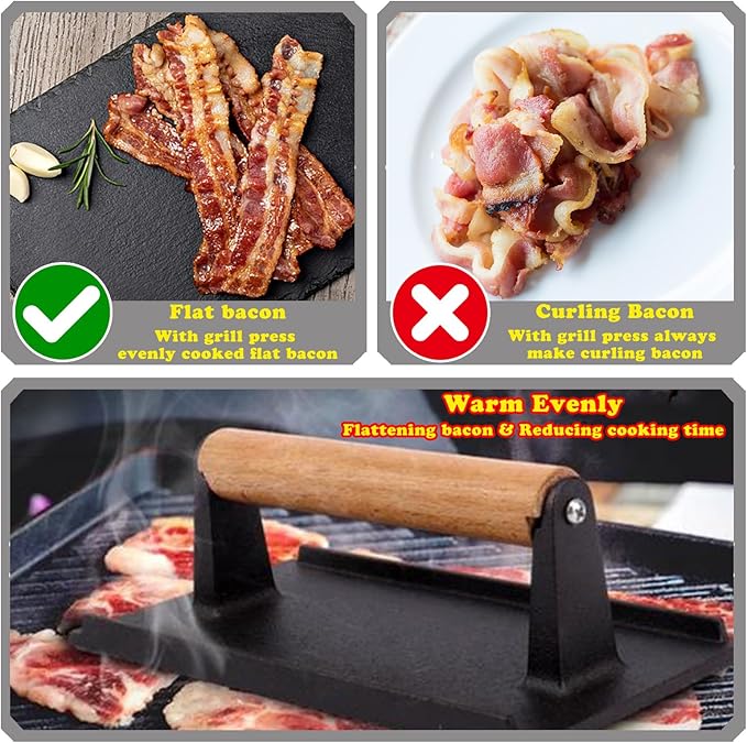 Smash Burger Press Kit 56 Pcs,7.9 Inch Cast Iron Hamburger Smasher Tool,Grill Press,Bacon Press,Burger Smasher For Grill And Griddle Accessories,Barbecues And Tailgates