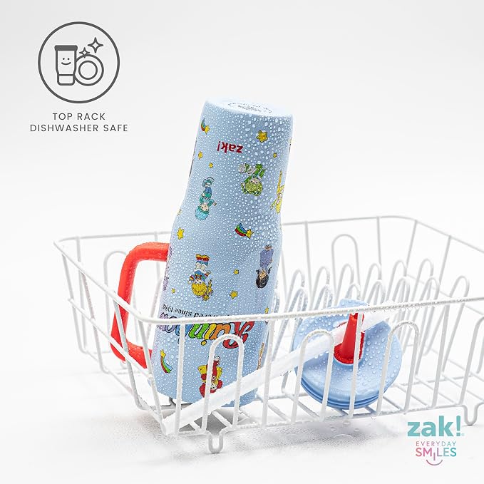 Zak Designs Rainbow Brite Sutton Travel Tumbler for On the Go, 30oz Stainless Steel with Vacuum Insulation, Silicone Straw, and Carry Handle for Cold Drinks (Rainbow Brite, Color Kids)