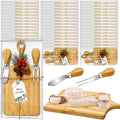 50 Set Christmas Gifts Bridal Shower Favor Bamboo Wooden Square Cheese Board Gift Set Cheese Knives Mini Cutting Board Bulk Set Tags and Boxes Christmas Party Birthday