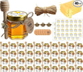 Adabocute Honey Pot, Glass Honey Jars, Small Honey Jars with Wooden Dippers, Bee Charms, Gold Gift Bags and Jutes Lids, Mini Honey Jars Baby Shower Favors, 1.5oz 40 Pack