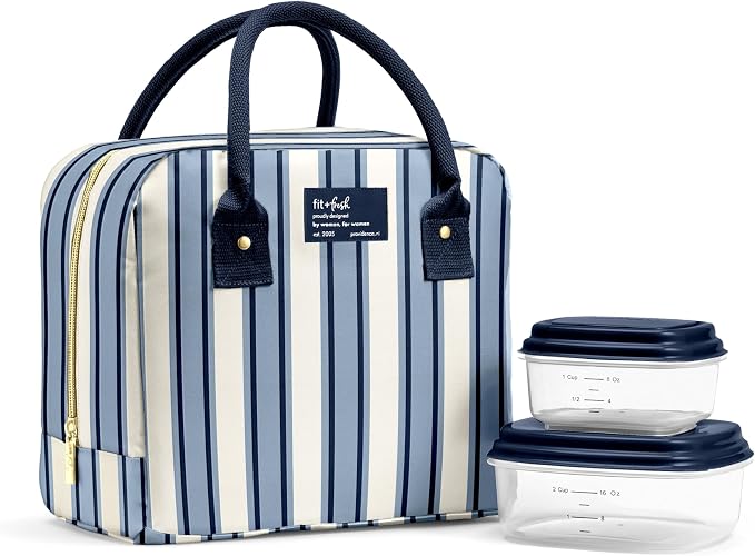 Fit & Fresh Bloomington Lunch Bag for Women - Insulated Large Lunch Box for Work with Containers, Leak-Resistant