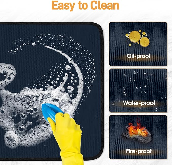 Heat Resistant Mat for Air Fryer, 12 x 14in Heat Resistant Mat for Countertop, Fireproof Silicone Countertop Protector Appliance Slider Hot pod for Air Fryer, Coffee Maker, Toaster, Oven (Blue)