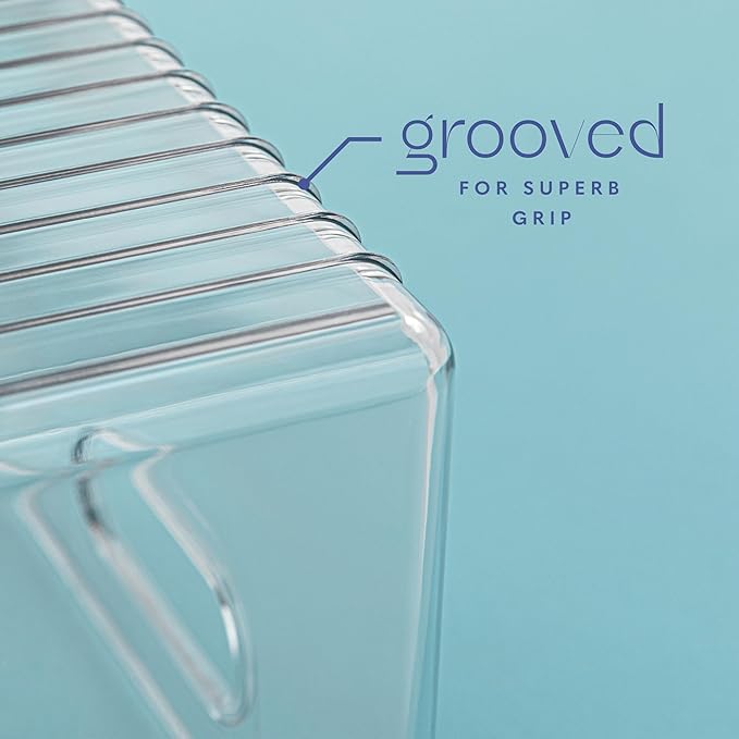 primebox Clear Plastic Organizer Bins with Handles for Home Organization. Storage Containers for Organizing Fridge, Freezer, Cabinet. Pantry, Great for Kitchen, Garage, Laundry Room. 10"x8"x5"