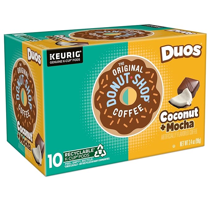 The Original Donut Shop Duos Coconut + Mocha Coffee,Keurig Single Serve K-Cup Pods,Medium Roast Coffee,(Pack of 120)