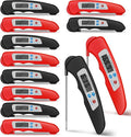 Xuhal 12 Pcs Digital Meat Thermometer with Probe Waterproof Instant Read Foldable Food Thermometer with Magnet for Kitchen Grilling Cooking Turkey Baking BBQ(Black, Red)