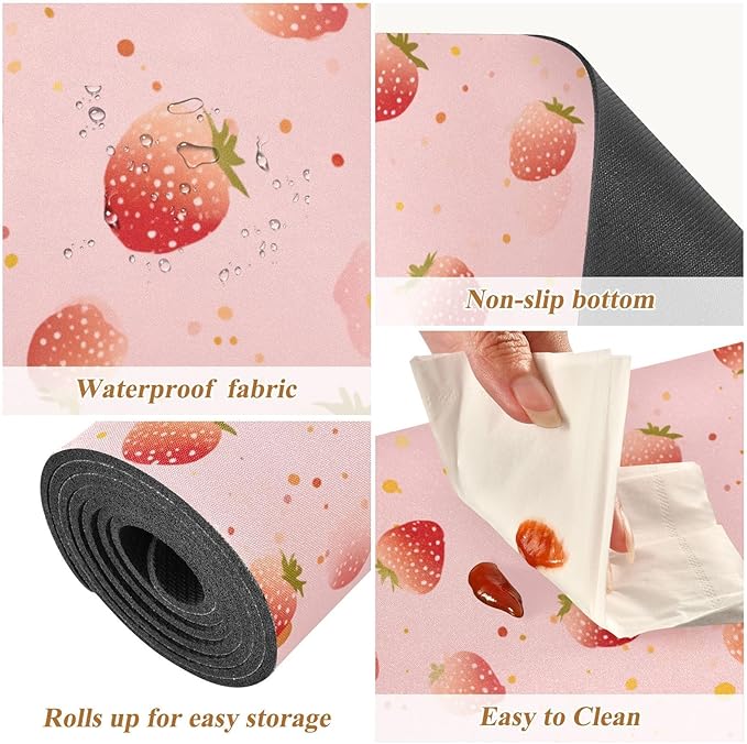 Red Dots Strawberry Trivet Table Runner Heat Resistant 230F for Hot Dishes Pots Plates Kitchen Dining Table Protector Decorative 39.37 X 11.8 Inch